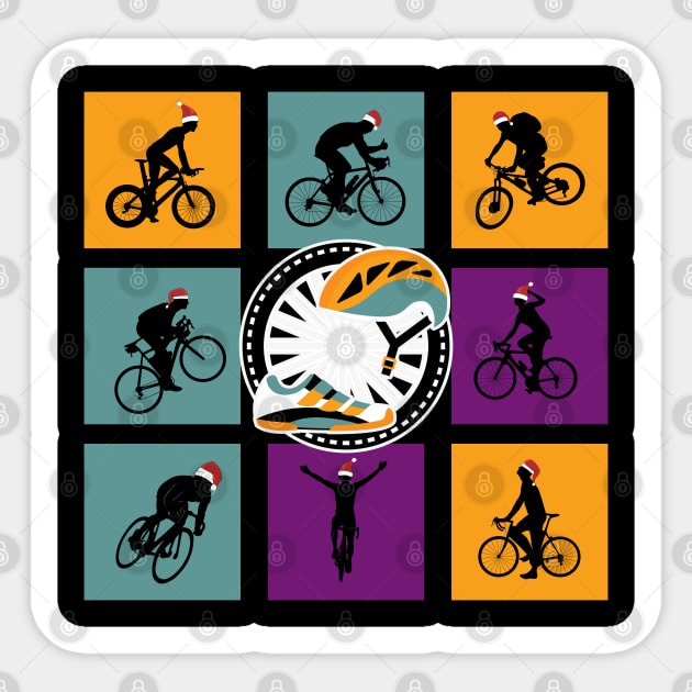 Cyclist Christmas Sticker by MZeeDesigns